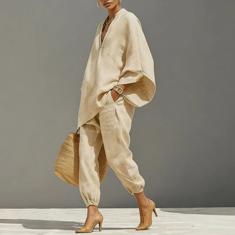 Octavia | Damen Oversize Tunika Zweiteiler Set