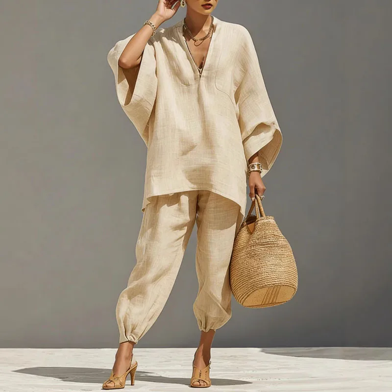 Octavia | Damen Oversize Tunika Zweiteiler Set