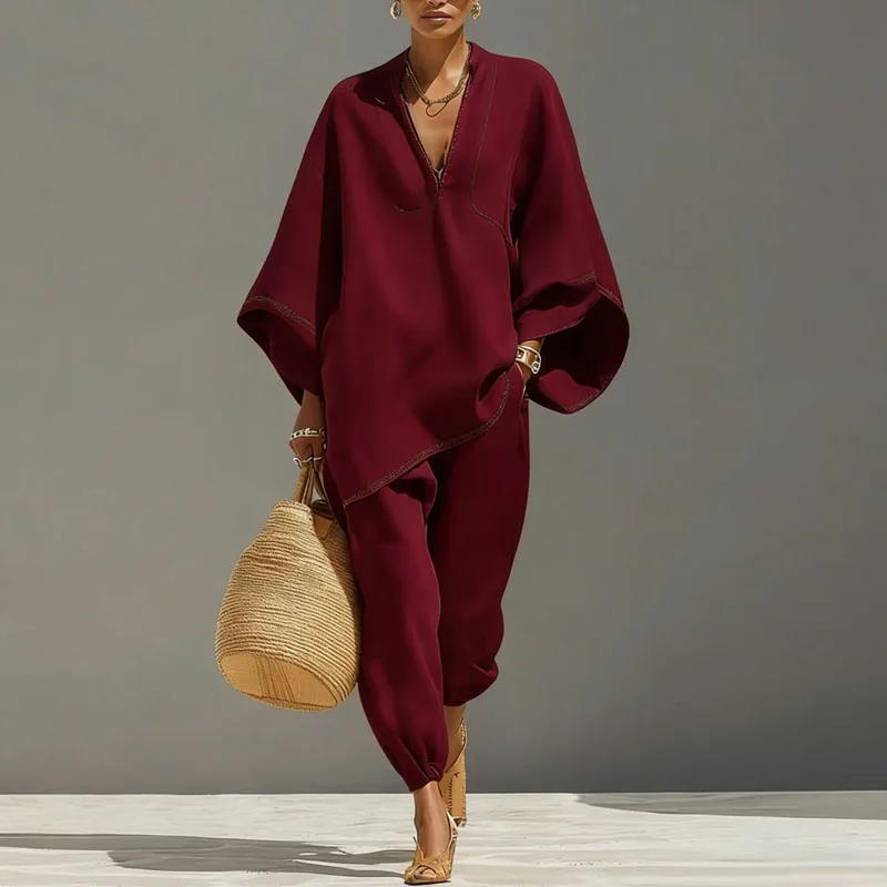 Octavia | Damen Oversize Tunika Zweiteiler Set