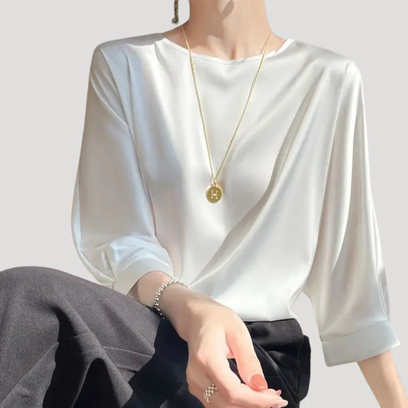 Lysandra | Damen Rundhals Langarm Bluse