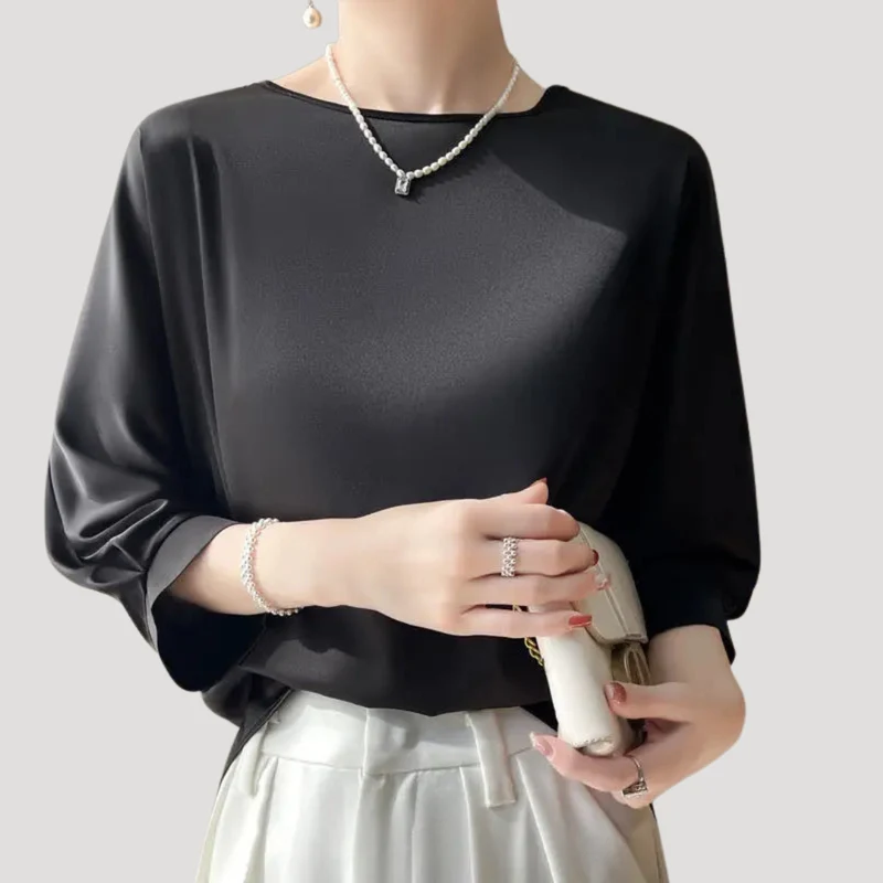 Lysandra | Damen Rundhals Langarm Bluse