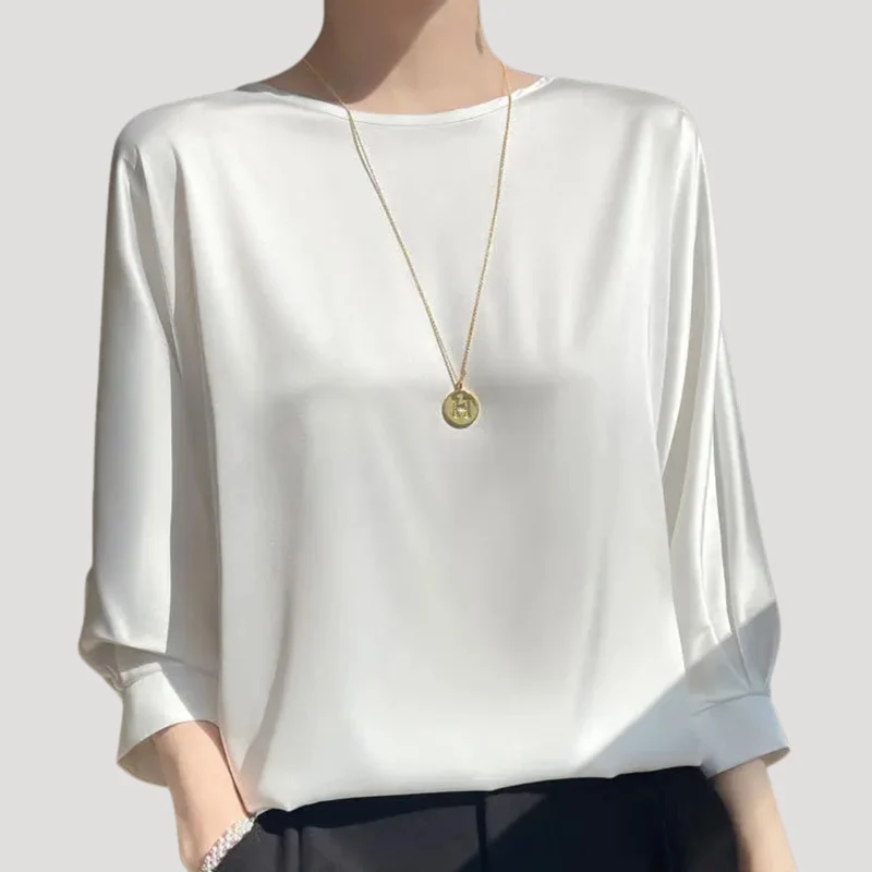 Lysandra | Damen Rundhals Langarm Bluse