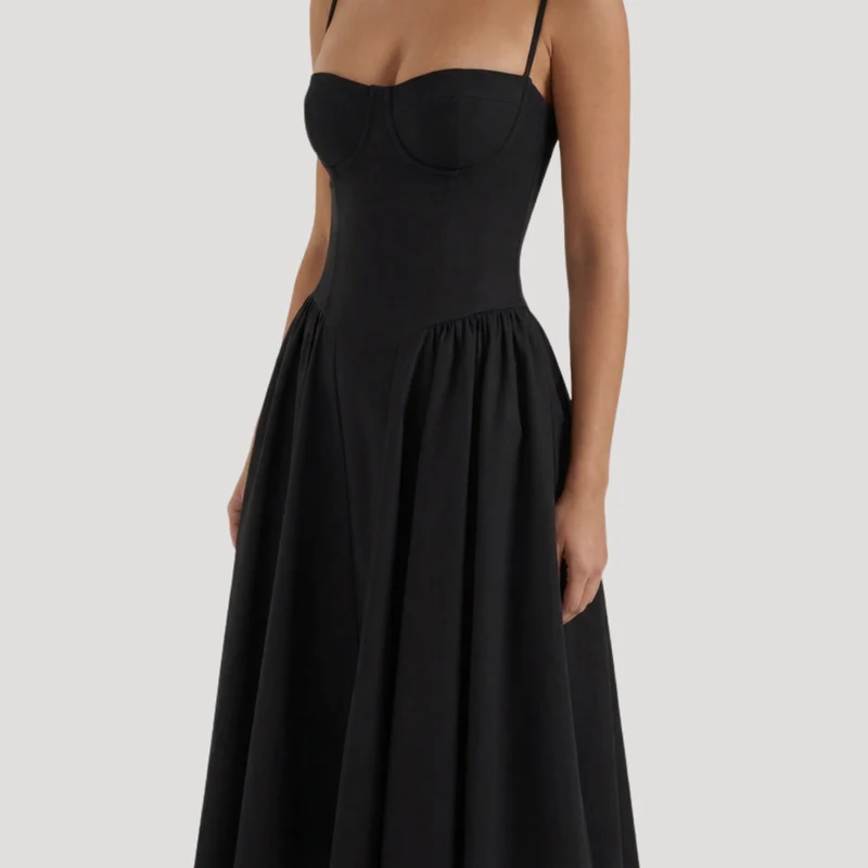 Annelie | Damen Korsett Midi Kleid mit Herzausschnitt