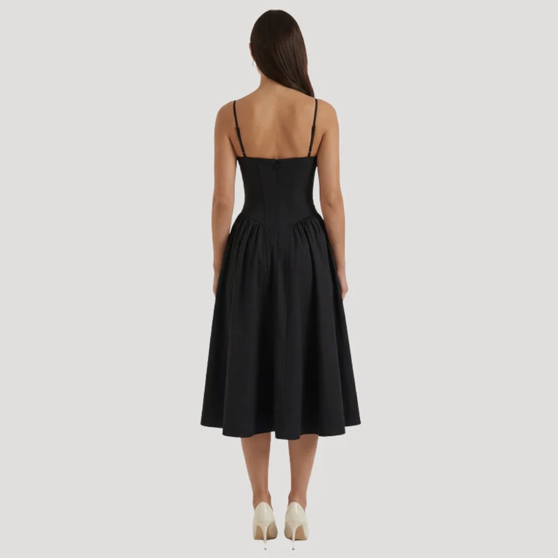 Annelie | Damen Korsett Midi Kleid mit Herzausschnitt