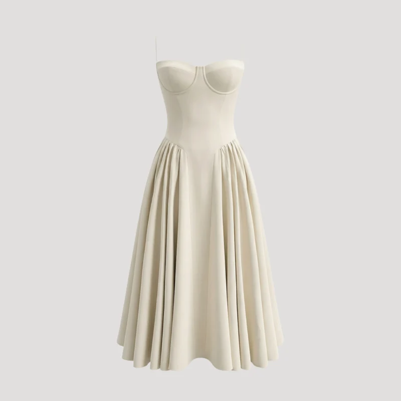 Annelie | Damen Korsett Midi Kleid mit Herzausschnitt