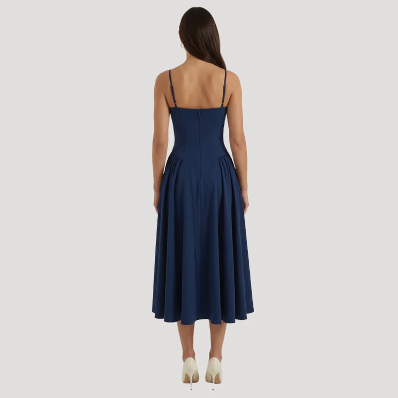 Annelie | Damen Korsett Midi Kleid mit Herzausschnitt