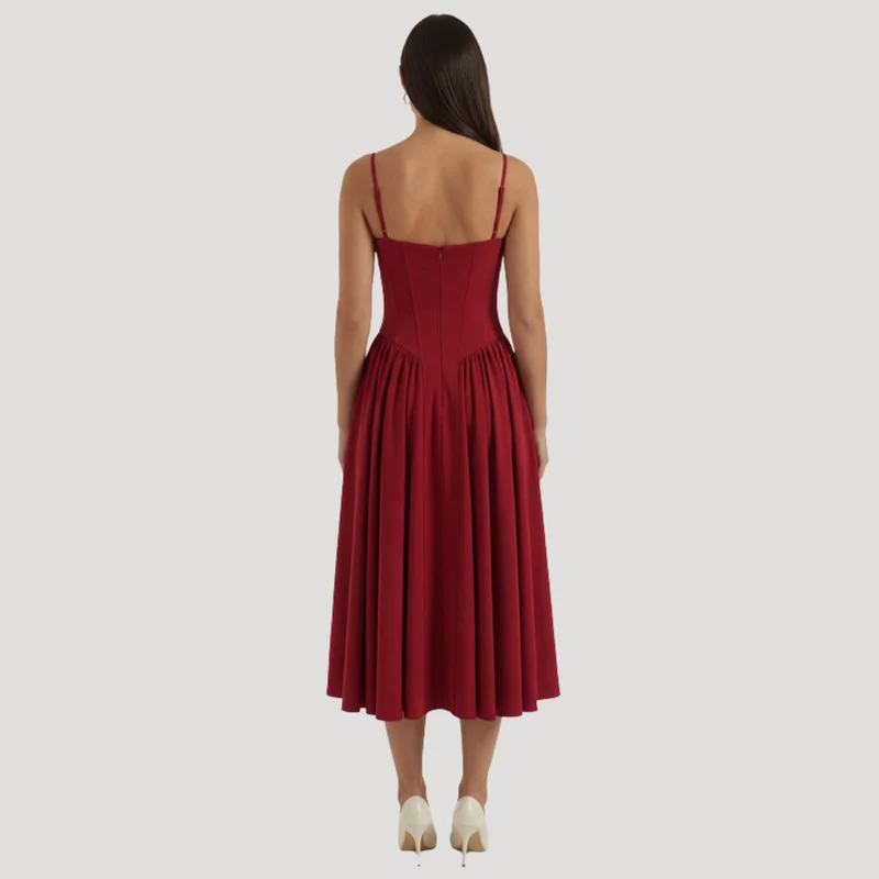 Annelie | Damen Korsett Midi Kleid mit Herzausschnitt
