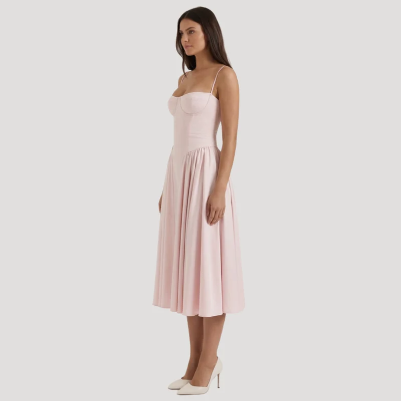 Annelie | Damen Korsett Midi Kleid mit Herzausschnitt