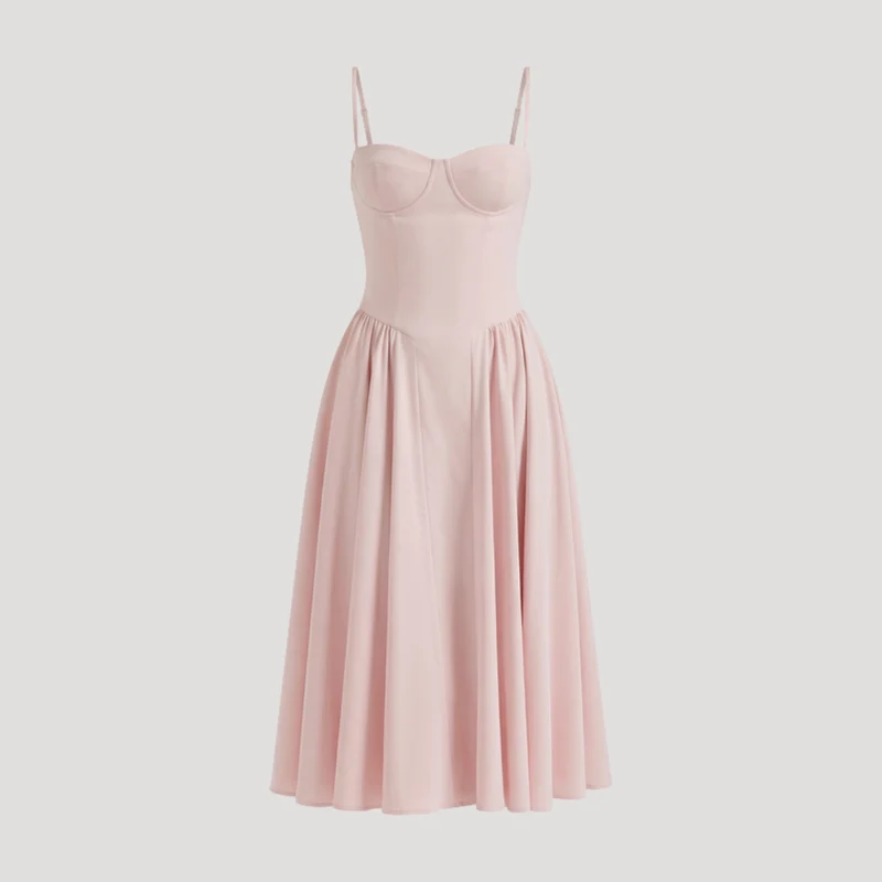 Annelie | Damen Korsett Midi Kleid mit Herzausschnitt