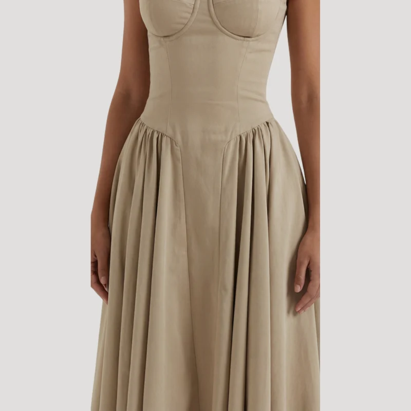 Annelie | Damen Korsett Midi Kleid mit Herzausschnitt