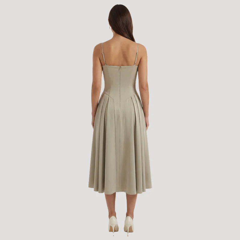 Annelie | Damen Korsett Midi Kleid mit Herzausschnitt
