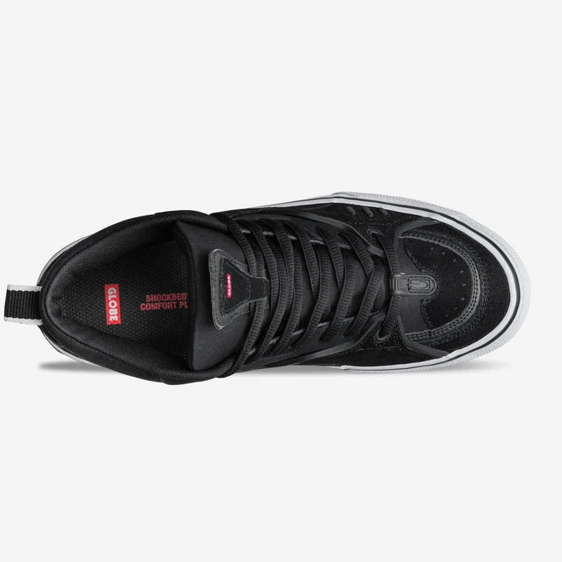 Globe Herren Dimension Wildleder High-Top-Trainer – Schwarz / Weiß / Gummi