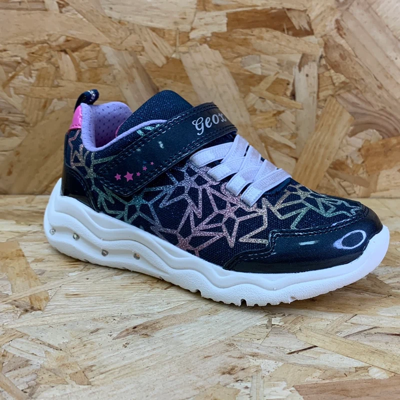 Geox Phyper Light Up-Turnschuhe für Kinder – Marineblau/Mehrfarbig