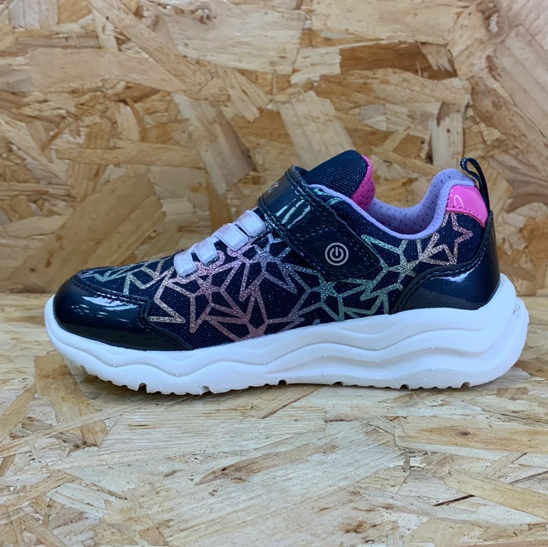 Geox Phyper Light Up-Turnschuhe für Kinder – Marineblau/Mehrfarbig
