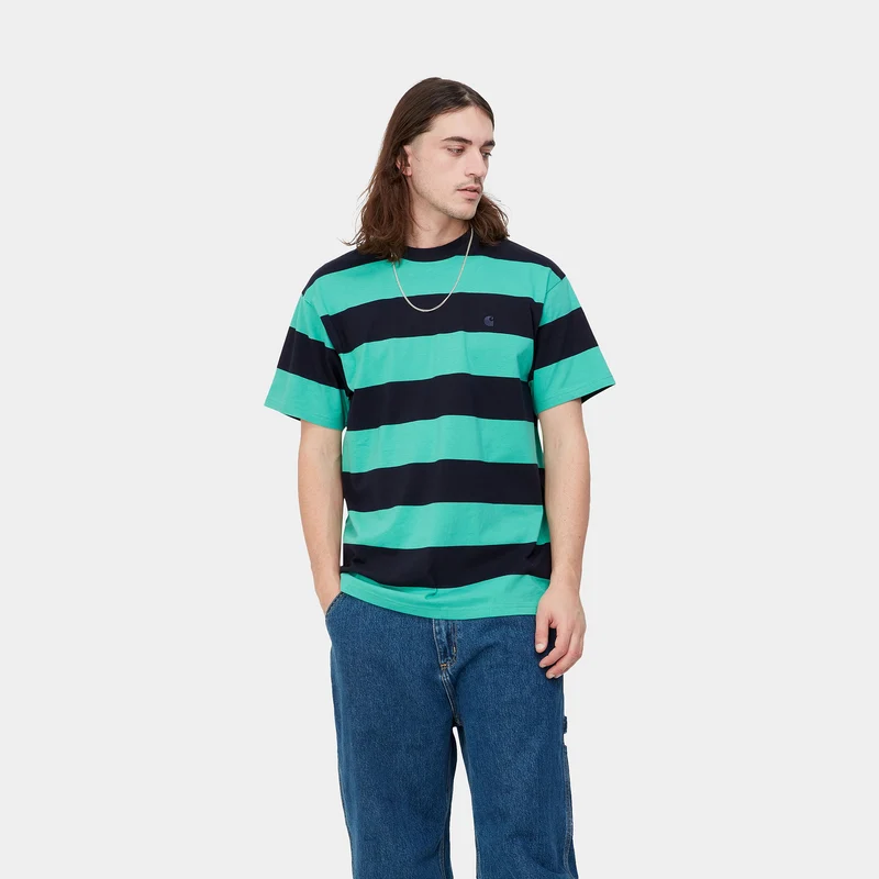 Carhartt WIP Herren Dampier Kurzarm-T-Shirt – Dunkelblau