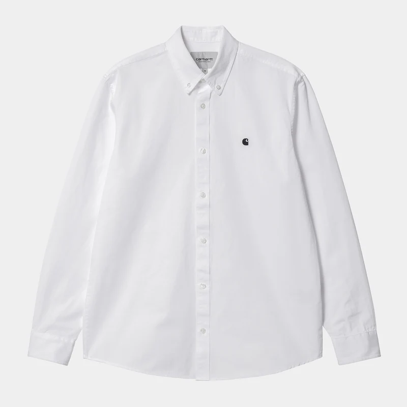 Carhartt WIP Herren Madison Langarmhemd – Weiß