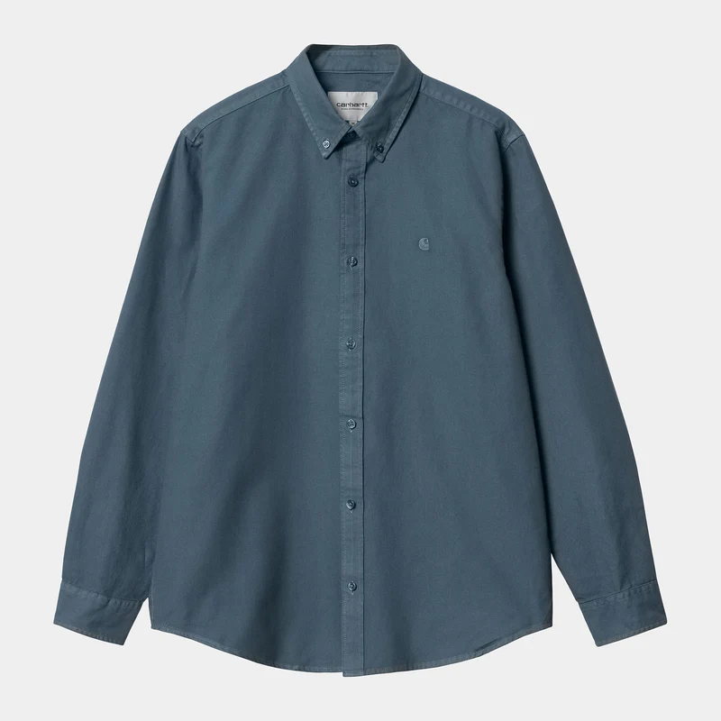 Carhartt WIP Herren Bolton Langarmhemd – Sturmblau