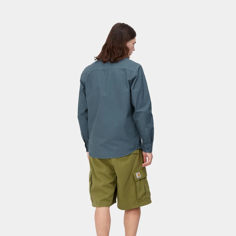 Carhartt WIP Herren Bolton Langarmhemd – Sturmblau