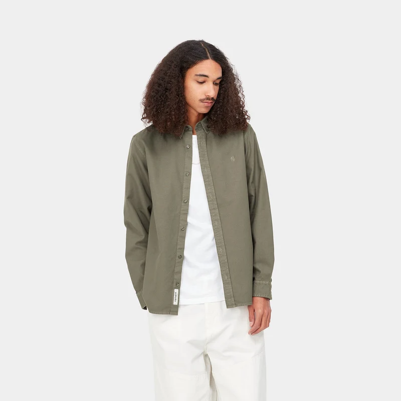 Carhartt WIP Herren Bolton Langarmhemd – Salvia