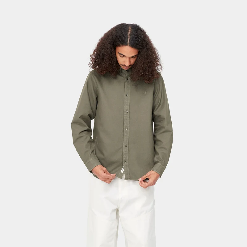 Carhartt WIP Herren Bolton Langarmhemd – Salvia