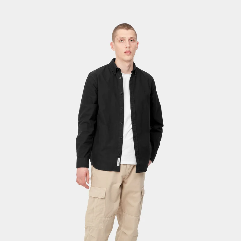Carhartt WIP Herren Bolton Langarmhemd – Schwarz