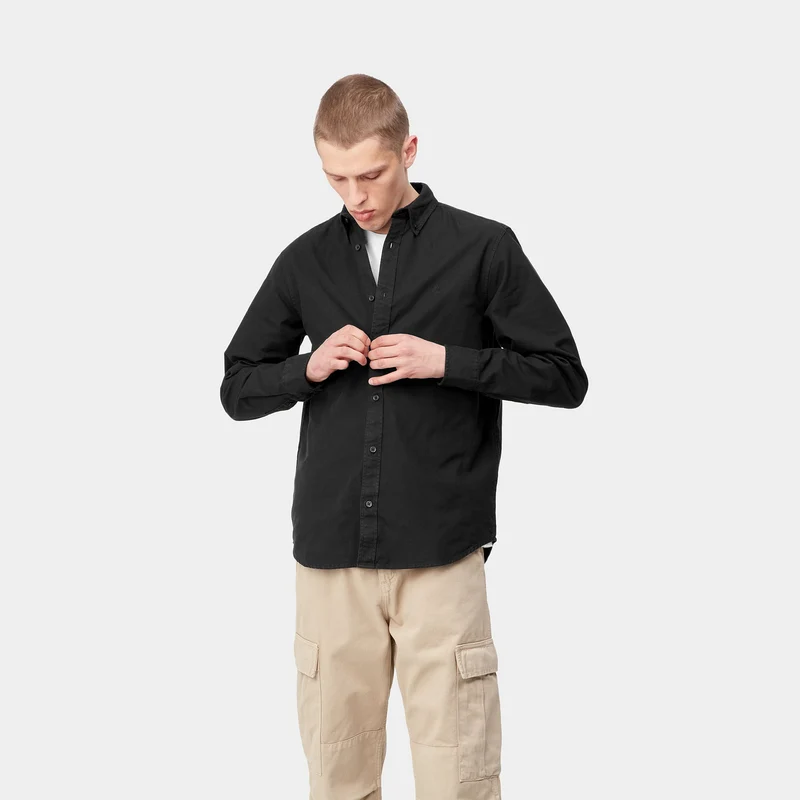Carhartt WIP Herren Bolton Langarmhemd – Schwarz