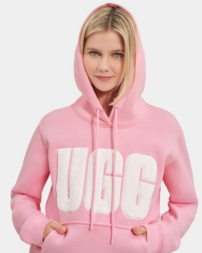 UGG Damen Rey Fuzzy Logo Kapuzenpullover – Bloom