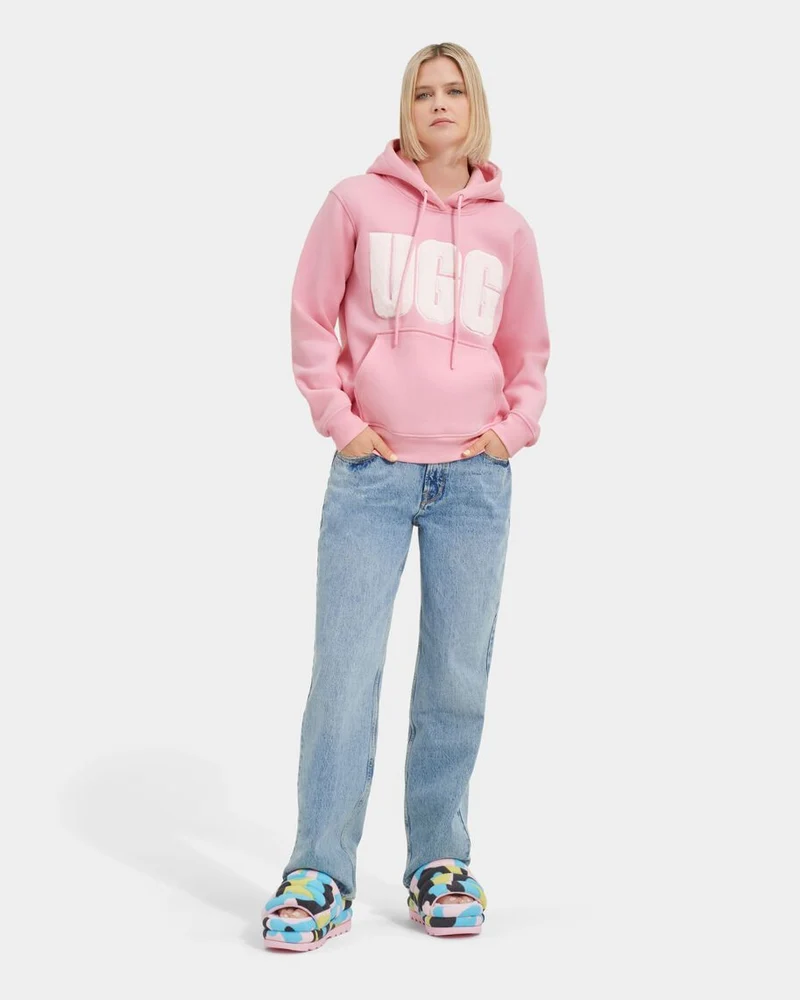 UGG Damen Rey Fuzzy Logo Kapuzenpullover – Bloom