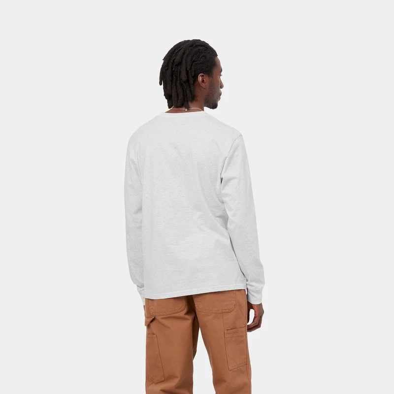 Carhartt WIP Herren-T-Shirt mit langen Ärmeln und Taschen – Ash Heather