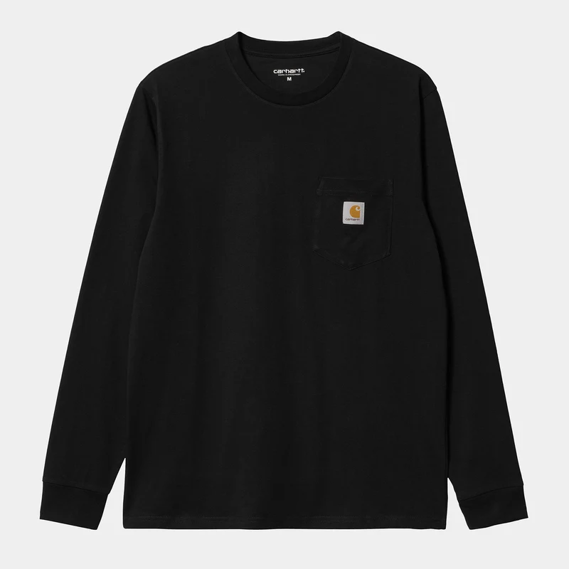 Carhartt WIP Herren-T-Shirt mit langen Ärmeln und Taschen – Schwarz