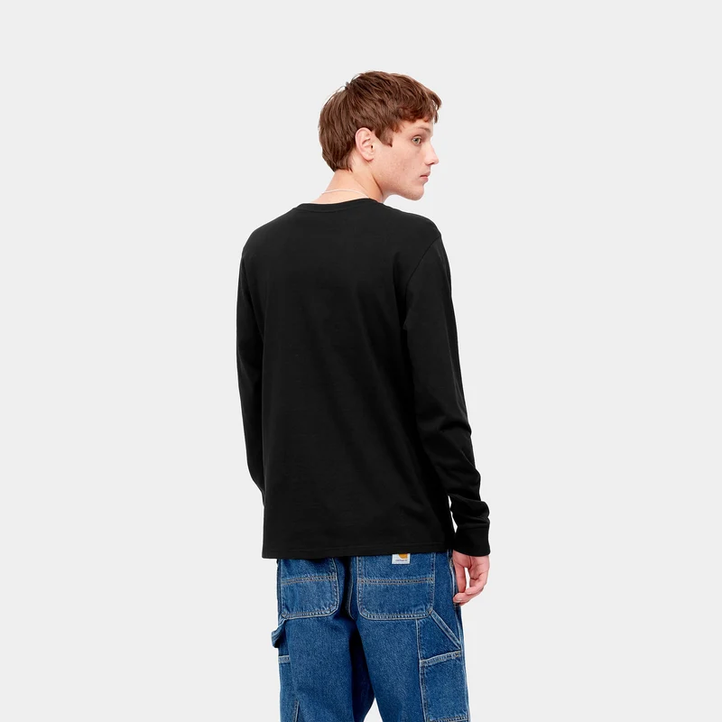 Carhartt WIP Herren-T-Shirt mit langen Ärmeln und Taschen – Schwarz