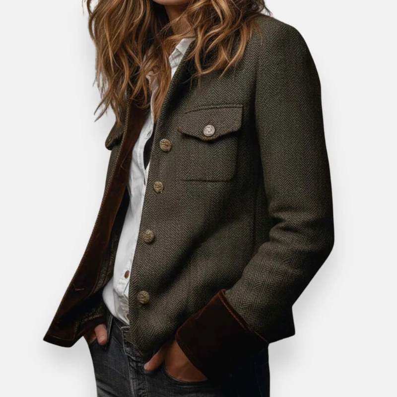 Gwendolyn | Damen Strukturierte Jacke mit Knopfdetails