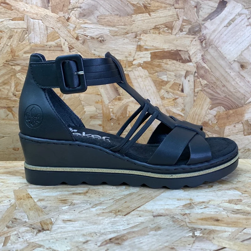 Rieker Damenmode-Sandale – Schwarz