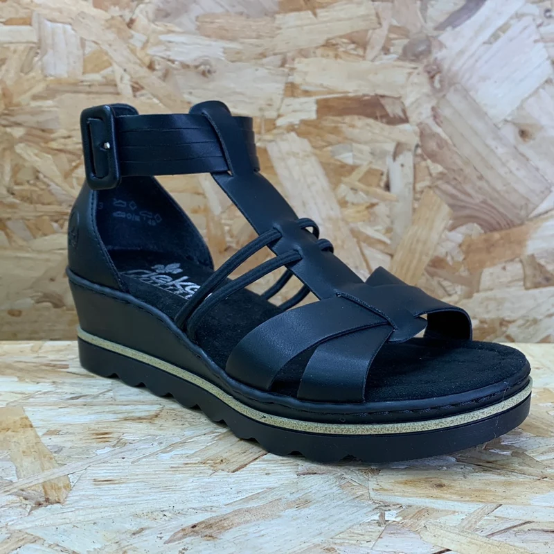 Rieker Damenmode-Sandale – Schwarz
