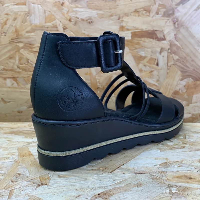 Rieker Damenmode-Sandale – Schwarz