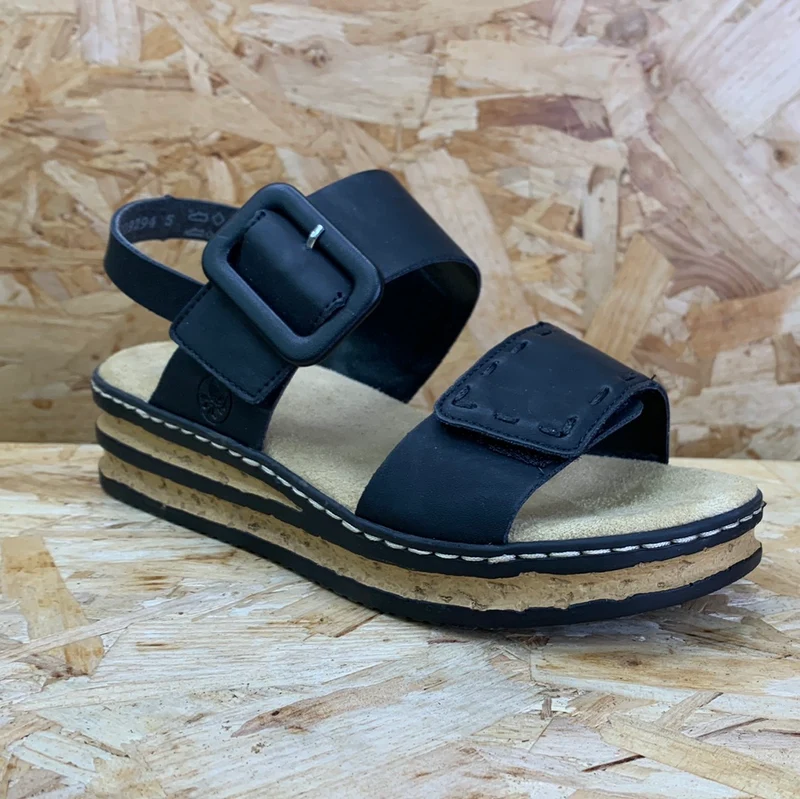 Rieker Damenmode-Sandale – Schwarz