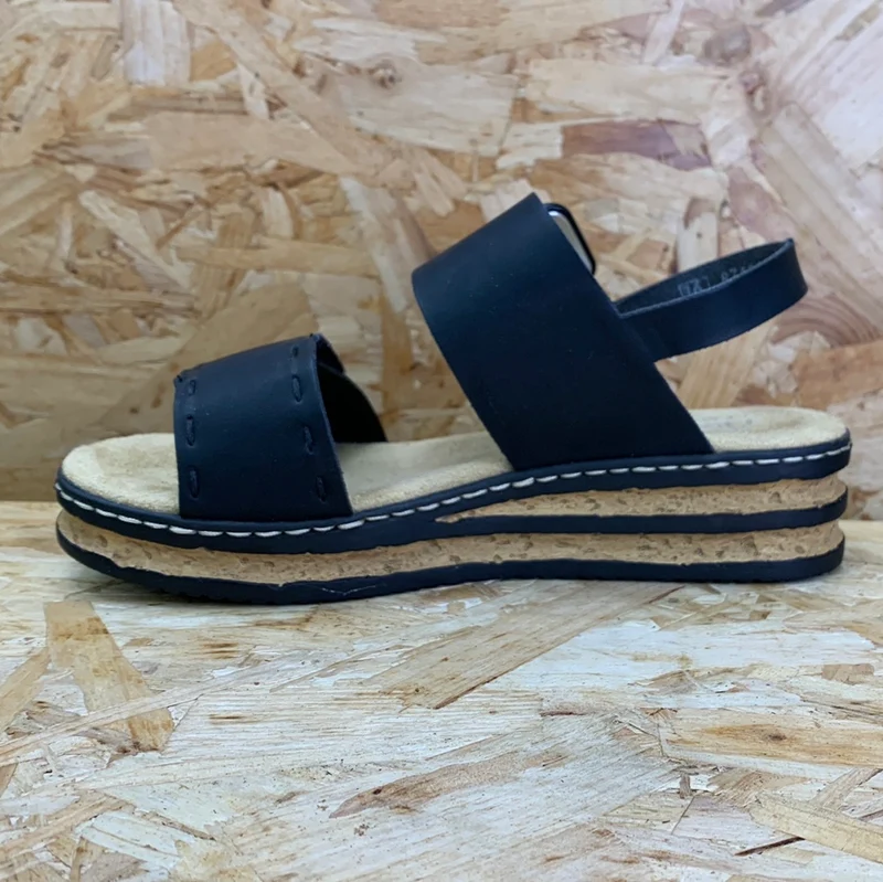 Rieker Damenmode-Sandale – Schwarz