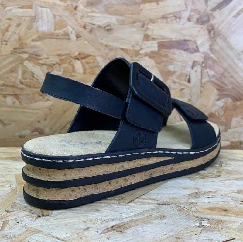 Rieker Damenmode-Sandale – Schwarz