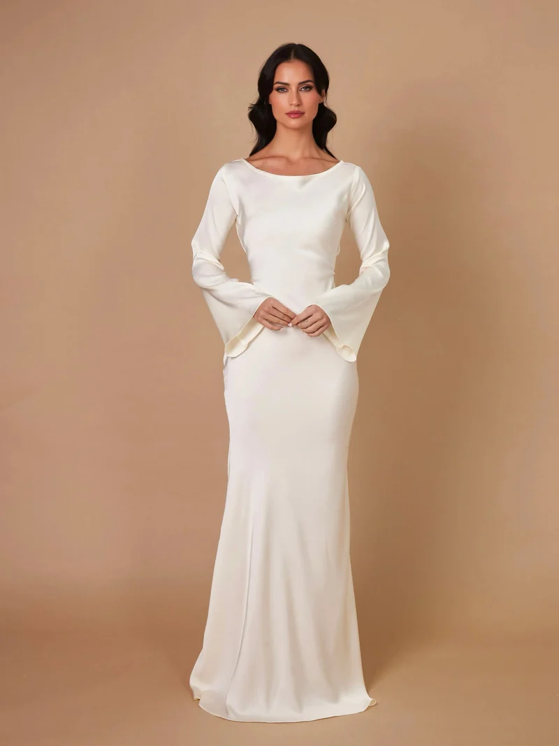 Adelgunde | Damen Langarm Maxikleid mit eleganter Silhouette