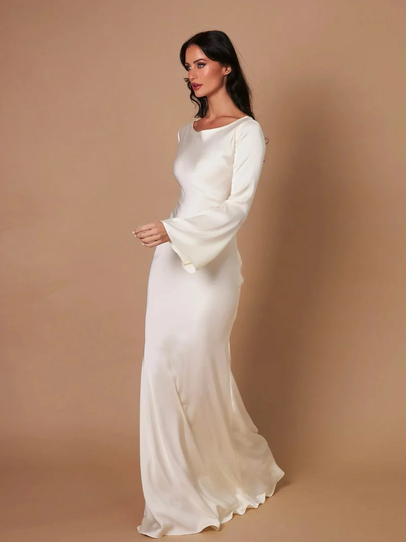 Adelgunde | Damen Langarm Maxikleid mit eleganter Silhouette