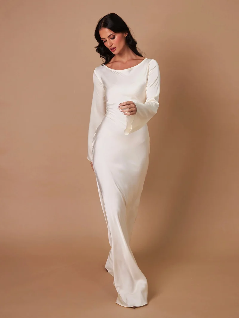 Adelgunde | Damen Langarm Maxikleid mit eleganter Silhouette