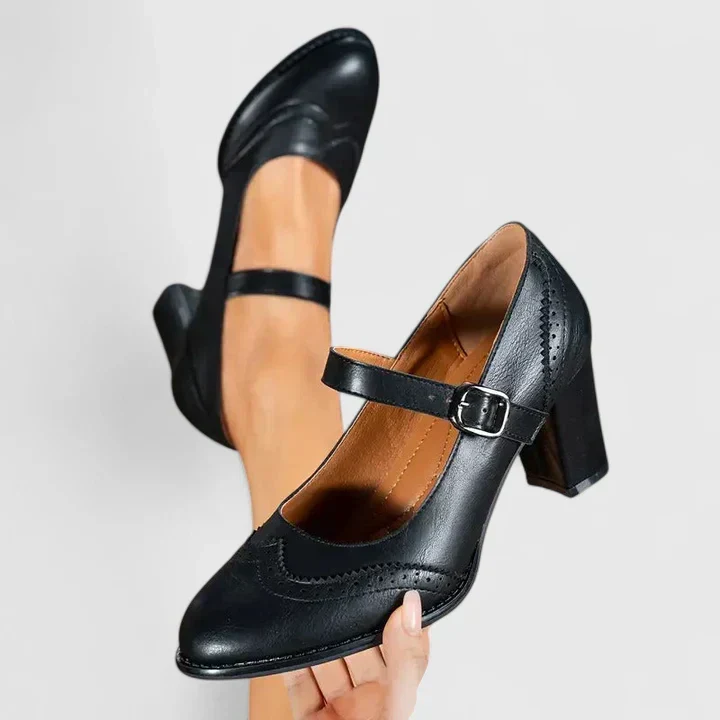 Evangelyn | Damen Mary Jane Pumps mit Blockabsatz