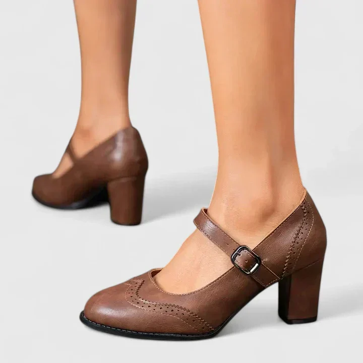 Evangelyn | Damen Mary Jane Pumps mit Blockabsatz