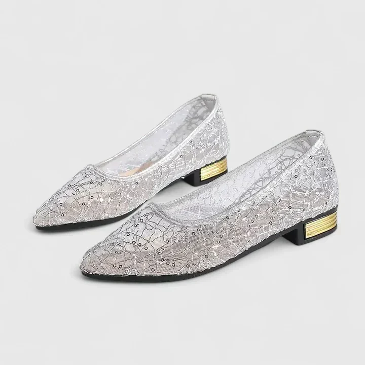 Gwendoline | Damen Spitze Ballerinas mit Komfort Sohle