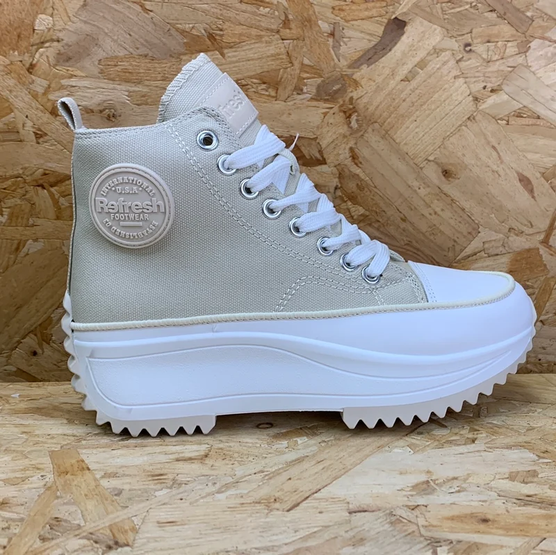 Refresh Modische High-Top-Sneaker für Damen – Beige