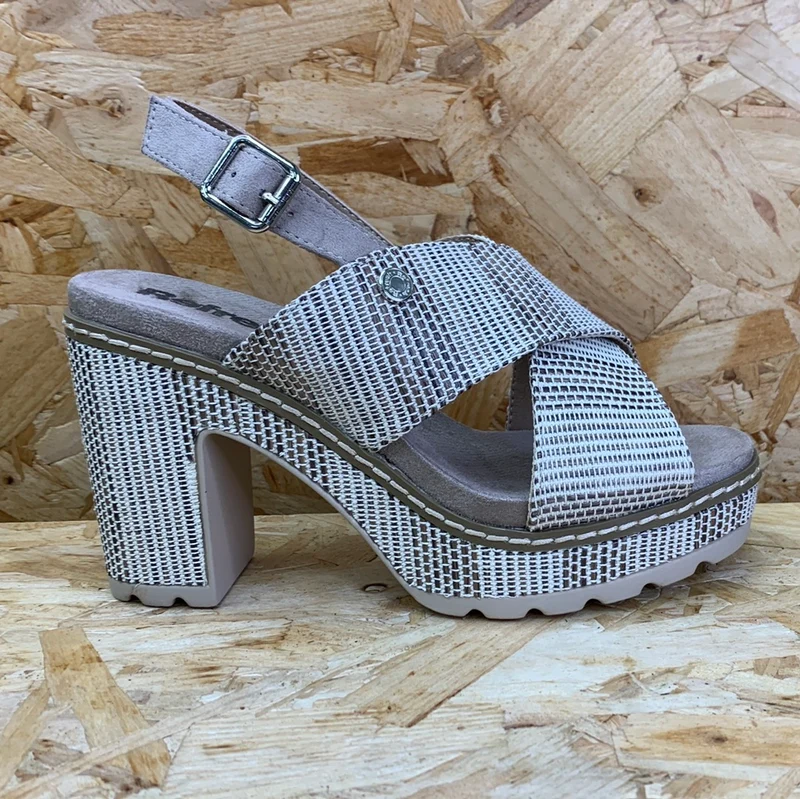 Refresh Damenmode-Sandalen mit hohem Absatz – Taupe