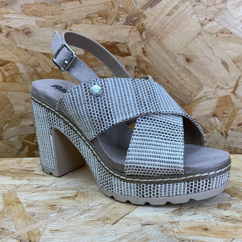 Refresh Damenmode-Sandalen mit hohem Absatz – Taupe