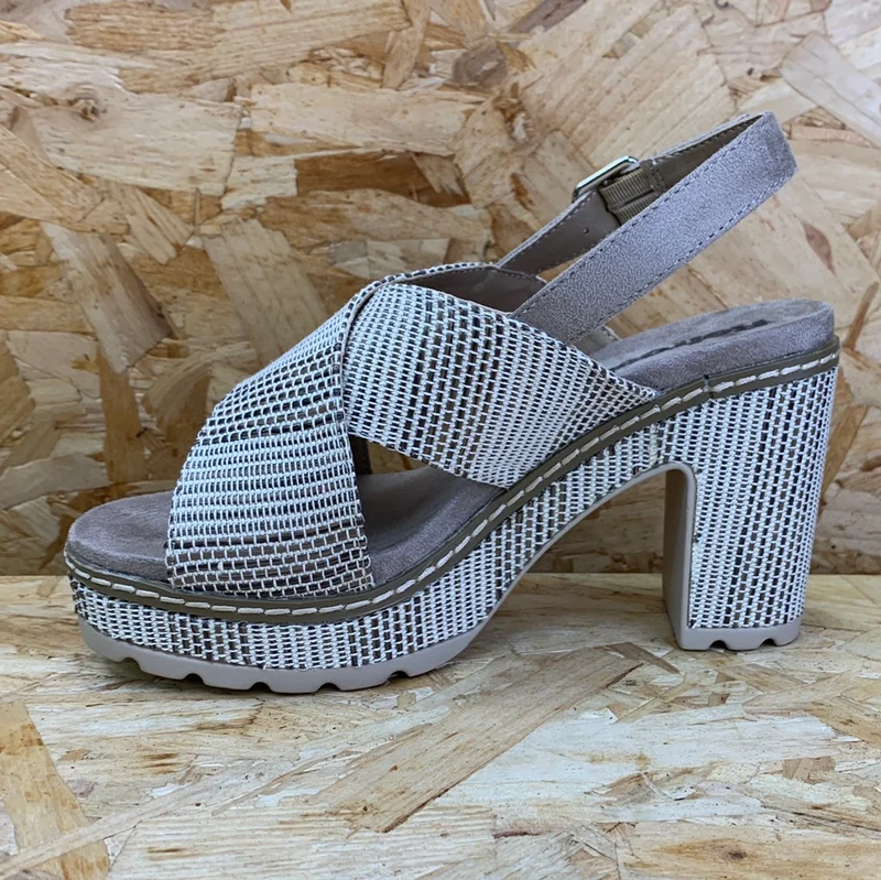 Refresh Damenmode-Sandalen mit hohem Absatz – Taupe