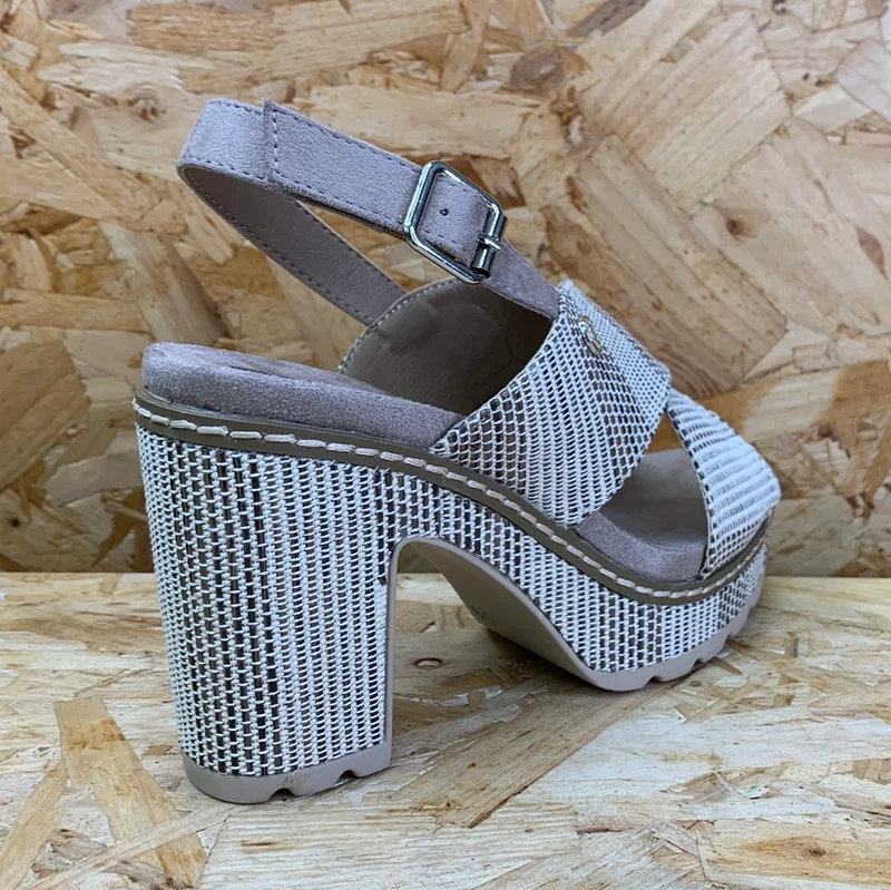 Refresh Damenmode-Sandalen mit hohem Absatz – Taupe