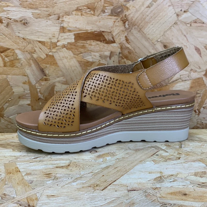 Refresh Modische Damen-Keilsandalen – Taupe